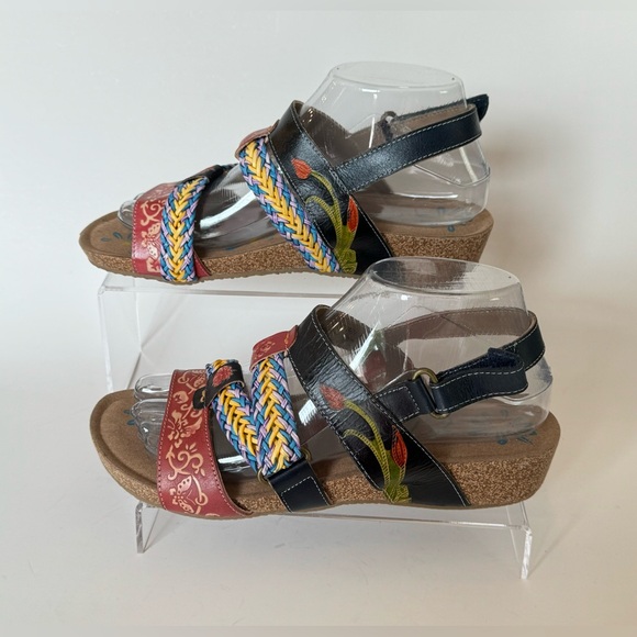 Elite Multi-Color Leather Sandals Size 8 - Picture 2 of 13
